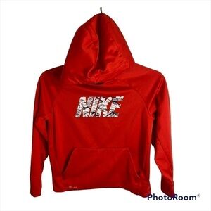 Nike Sweatshirt Small Dri Fit Kids Youth Red Hooded Pullover
